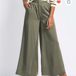 Olive Green EcoWoven Wide-Leg Pants